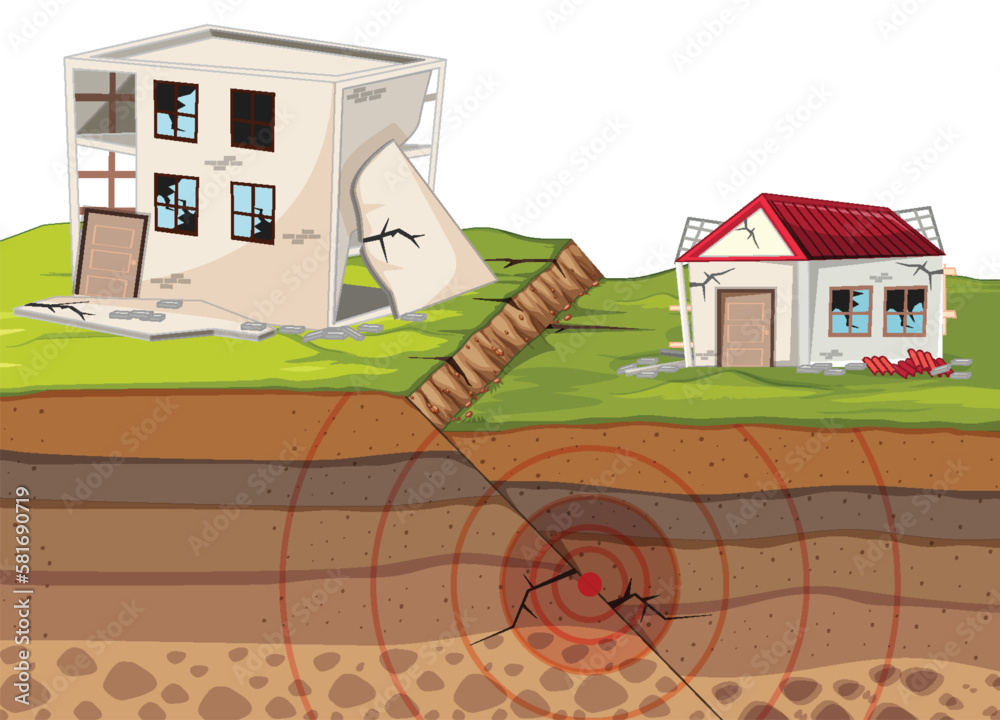 Concept of earthquake damage to house