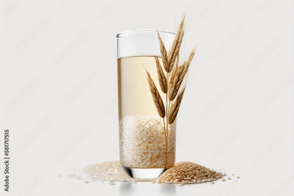 wholesome rice water against a white background. Generative AI