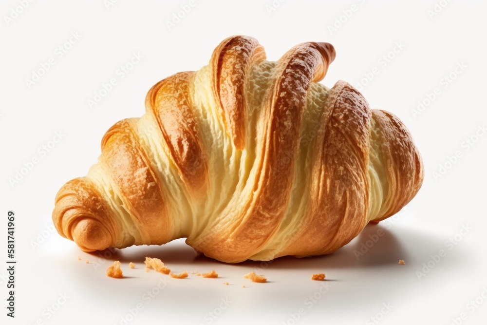 an image of a fresh croissant on white. Generative AI