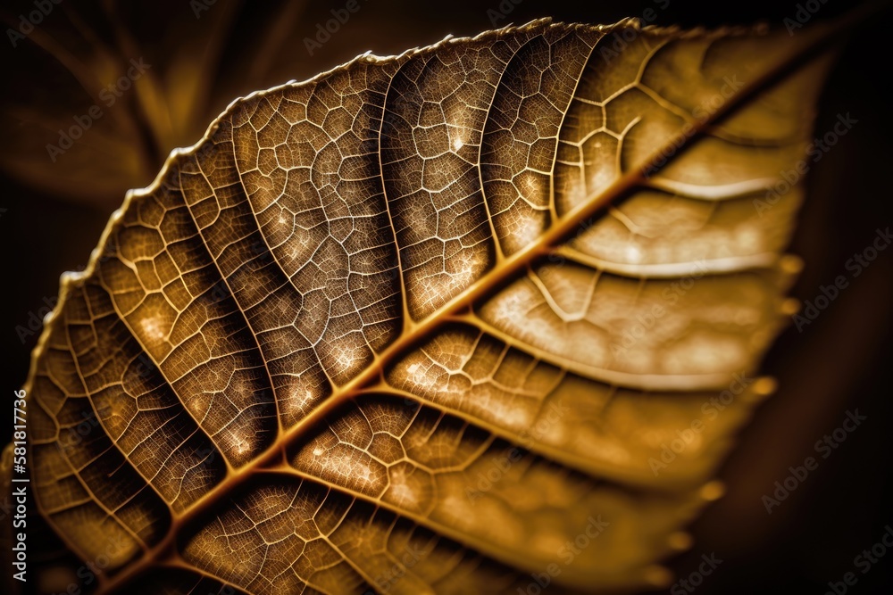 detail of a dry leaf, macro photography. Generative AI