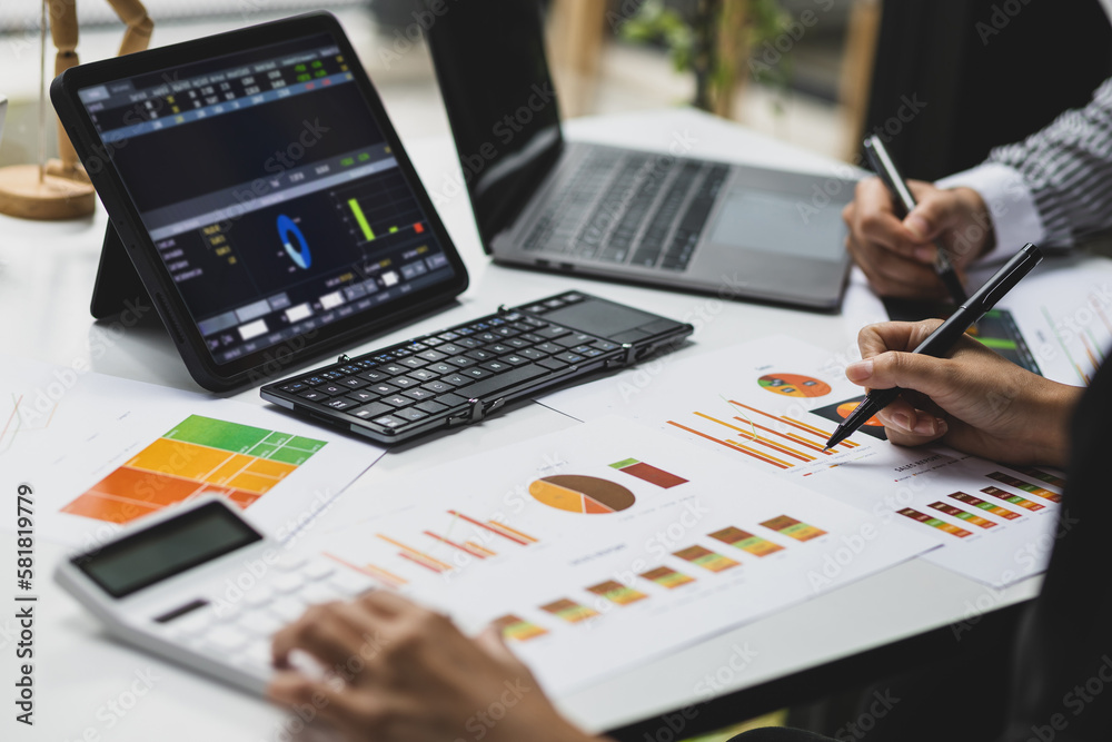 Financial Advisory Meeting Analyzing Marketing Strategies, Investment Planning and Accounting Financ