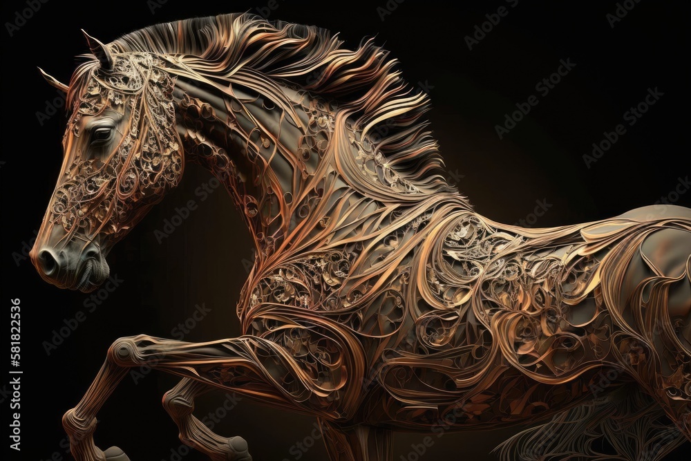 Horse depicted closely. Generative AI