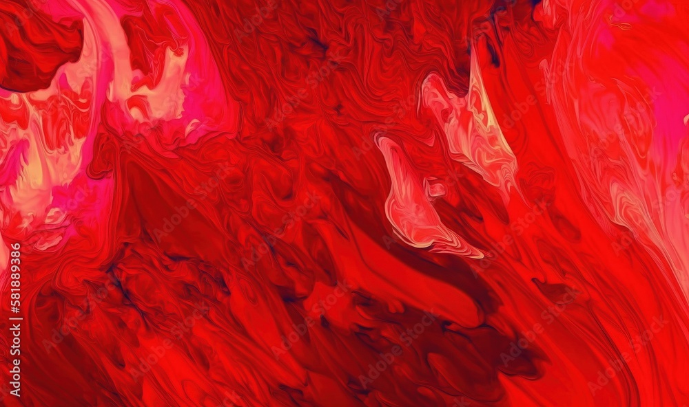  a red and pink abstract painting with a black border and a white border on the bottom of the image 