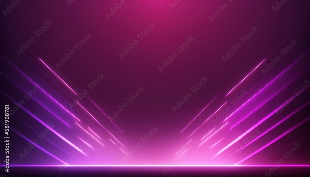 Abstract pink-purple background with  neon lines and fog, synthwave