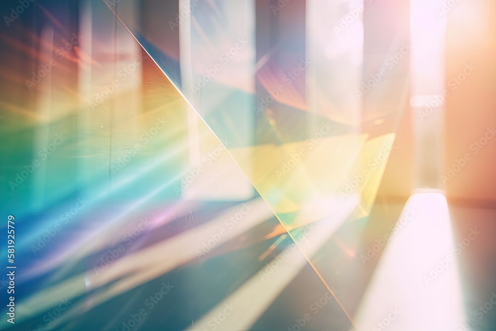 For photos and mockups, use this blurred rainbow light refraction texture overlay effect. Organic dr