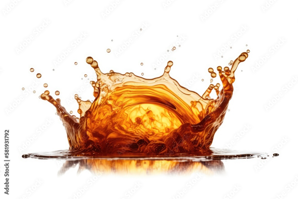 frying fluid. Isolated splash on white. by using a clipping path. Generative AI