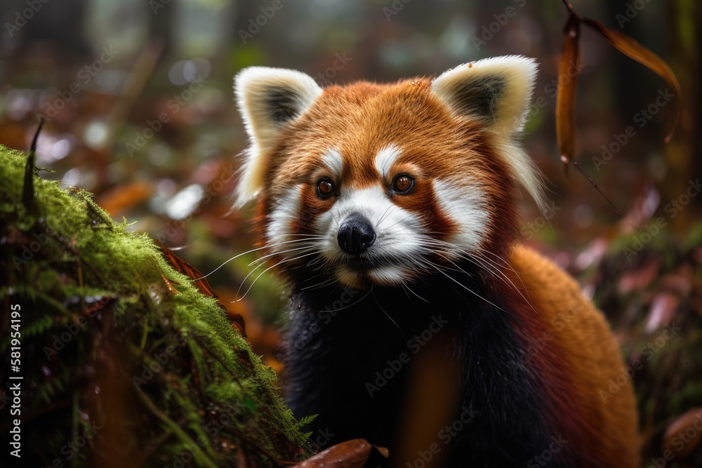 Red panda in the Sichuan province of Chinas Chengdu Panda Base. Generative AI