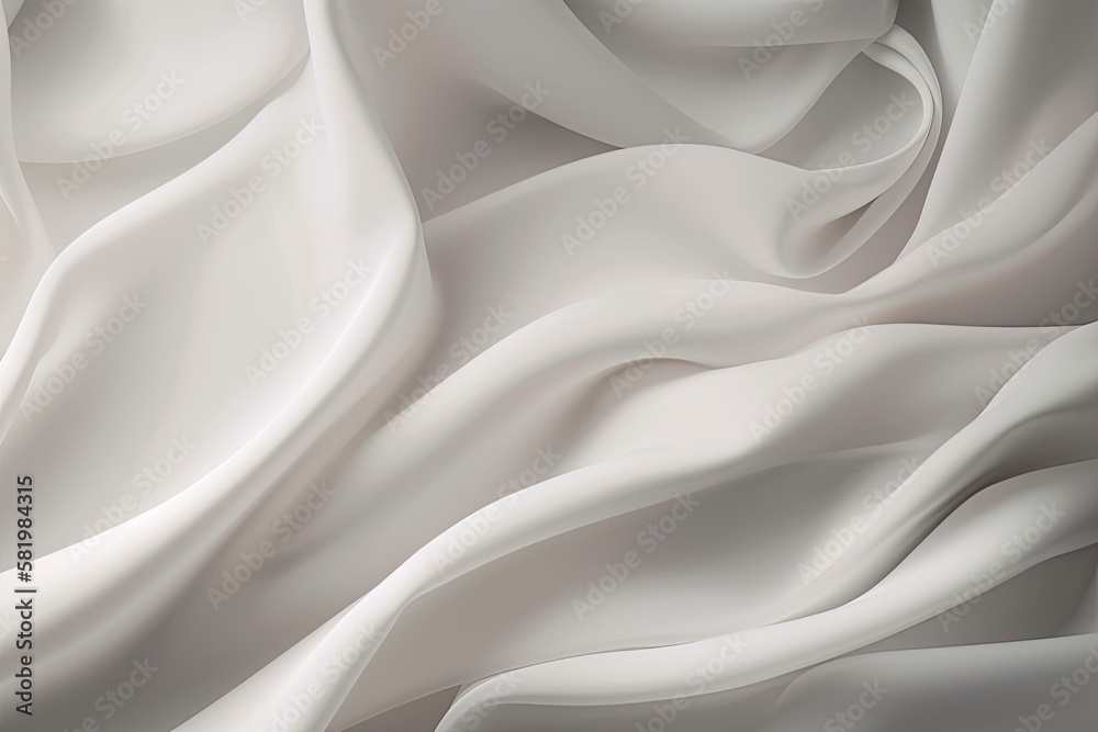 Abstract white fabric background with gentle waves. Generative AI