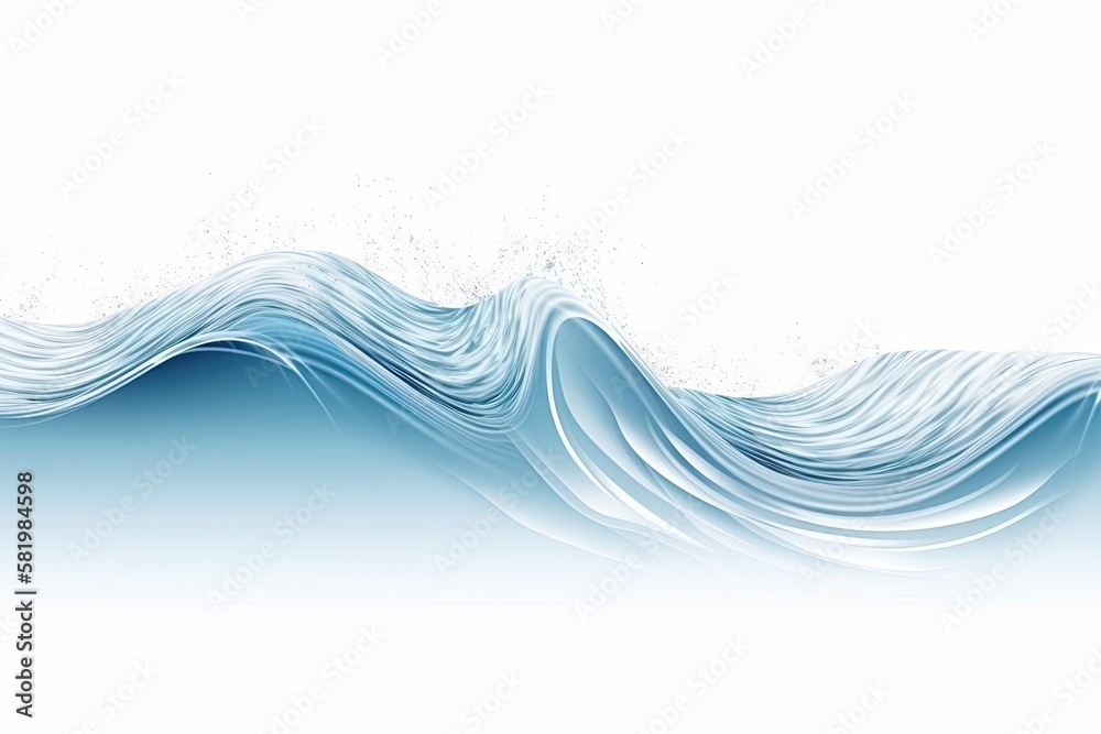 crystalline waves Isolated water wave on a white background. Generative AI