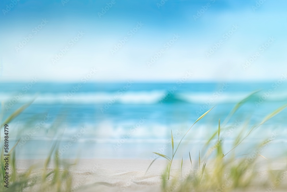 Abstract beach background with a seascape. bokeh light of the clear sky and sea. Consider the foregr