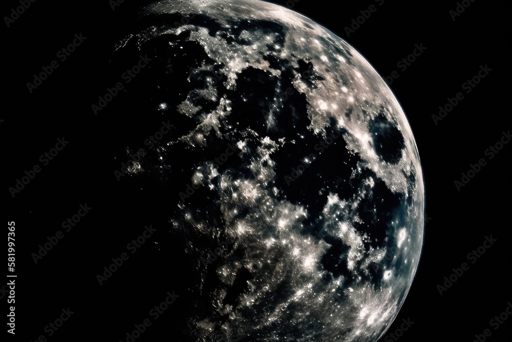 A photograph of the moon that has been somewhat enhanced for aesthetic purposes. Generative AI