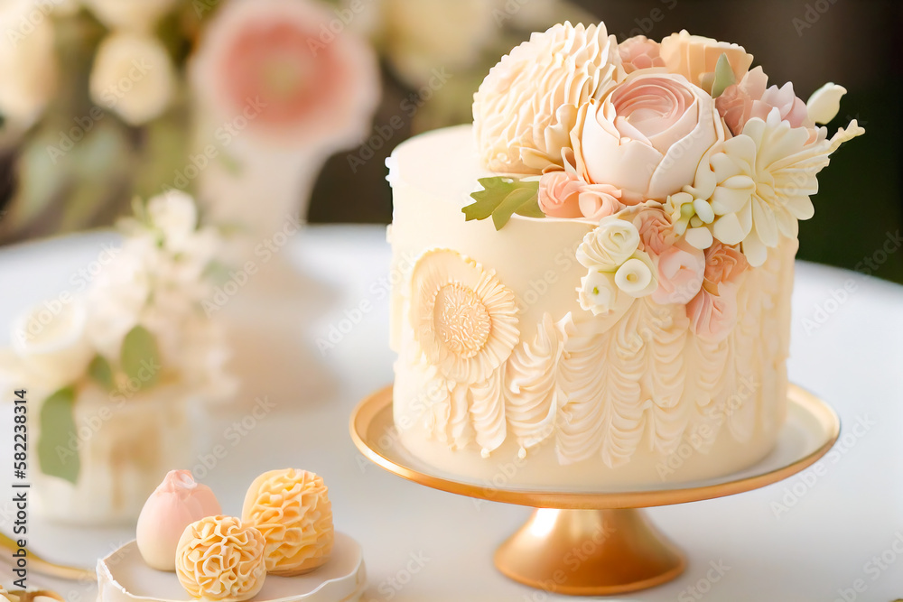 Wedding Flower Cake - Delicious and Elegant Wedding Cake - Perfect for Your Special Day - ai generat