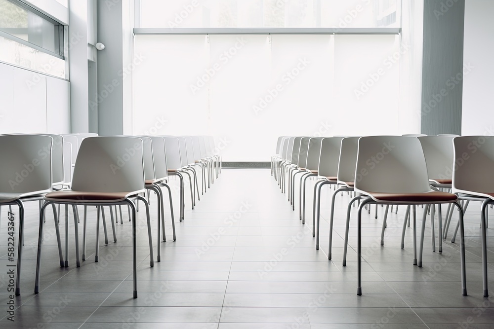 chairs in an empty class room. Generative AI