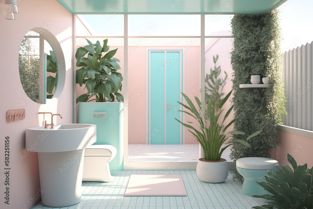 modern bathroom pastel color	