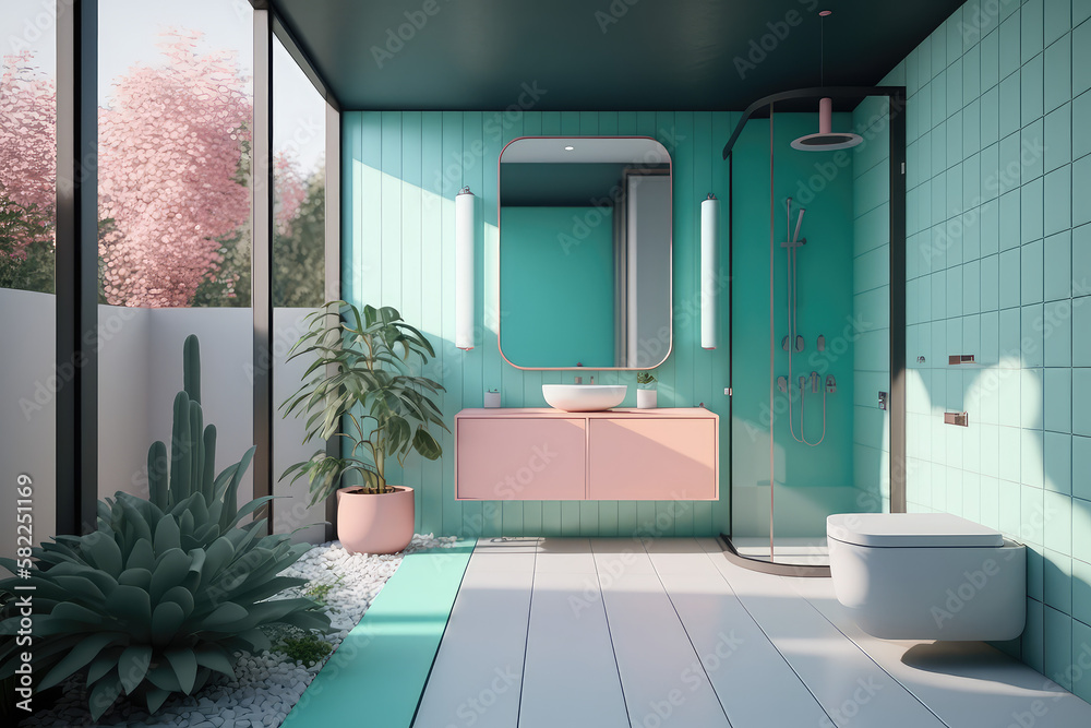 modern bathroom pastel color	