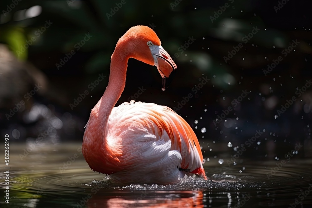 Flamingo Photos in the Pond and Natural Environment. Generative AI