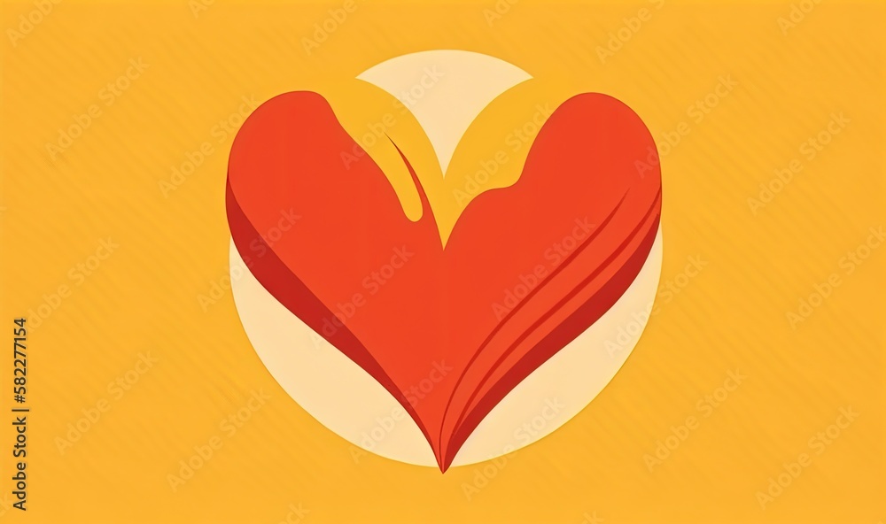  a red heart with a yellow background and a white circle in the middle of the image is a yellow back