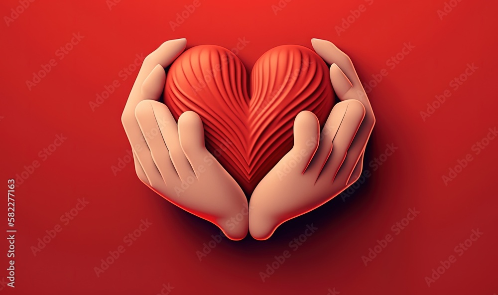  two hands holding a red heart on a red background with a red background and a red background with a