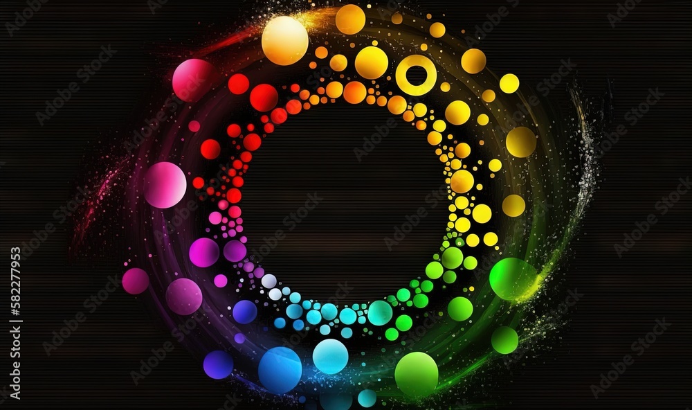  a colorful circle of circles on a black background with a black background and a white circle with 