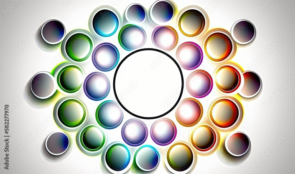  a circle of colorful circles on a white background with a black circle in the middle of the circle 