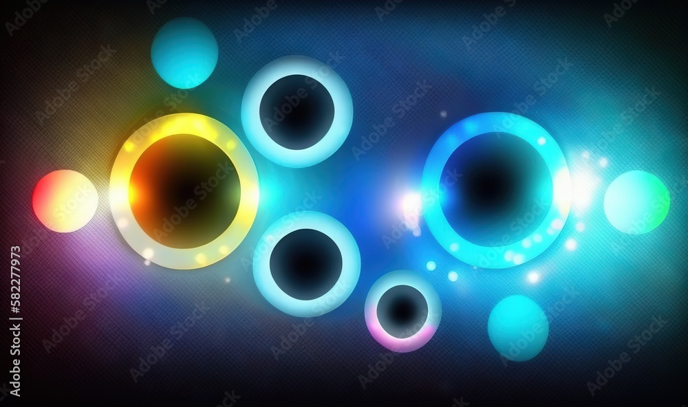  a colorful background with circles and lights on a black background with a black background and a b