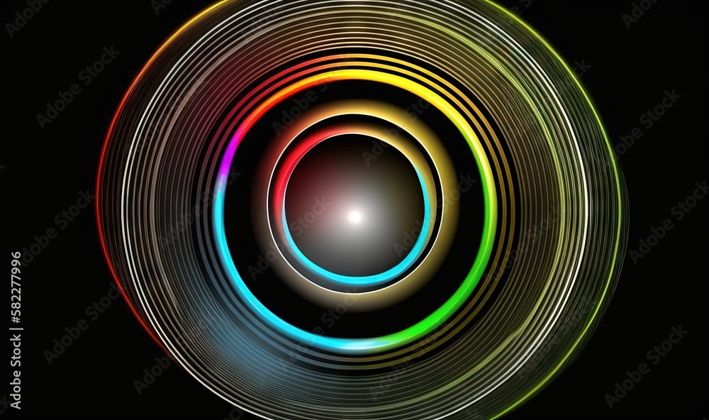  a colorful circular with a black background and a white circle with a black background and a white 