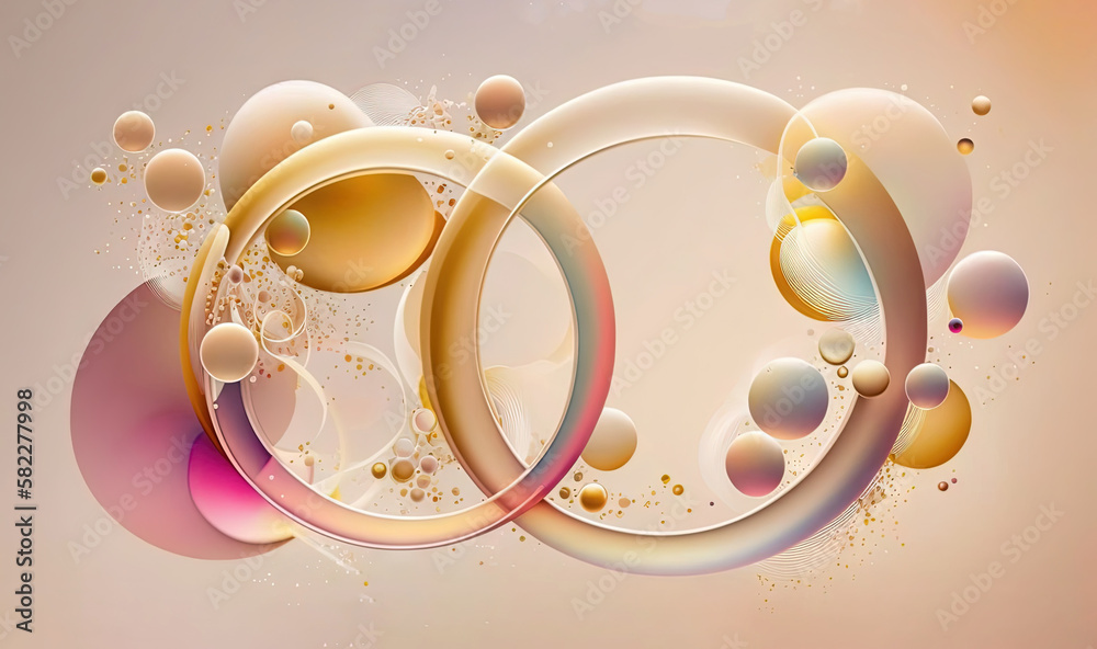  an abstract background with circles and bubbles in pastel colors, with a soft neutral background to