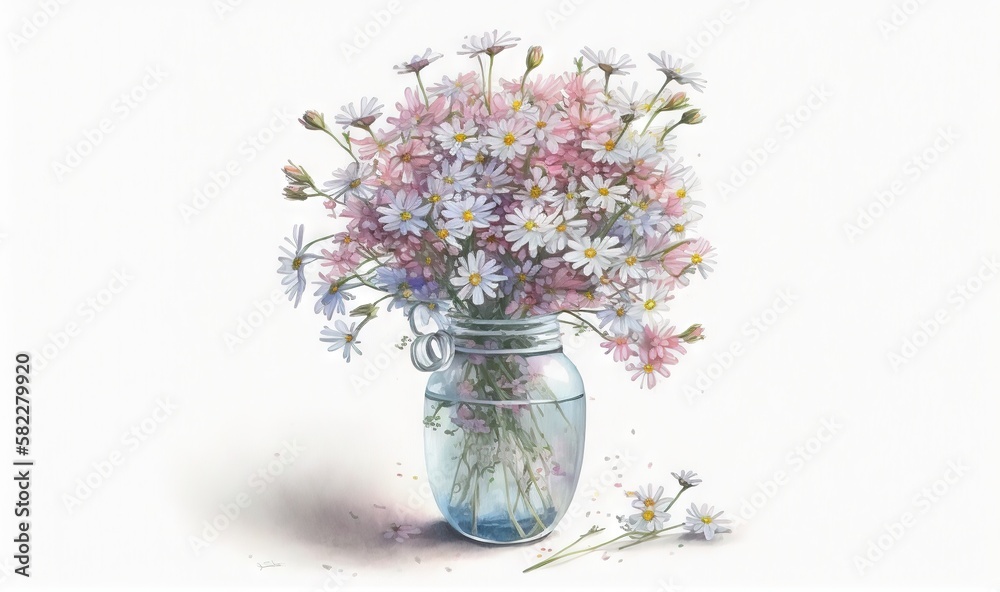  a vase filled with lots of pink and white flowers on top of a white table top next to a flower vase