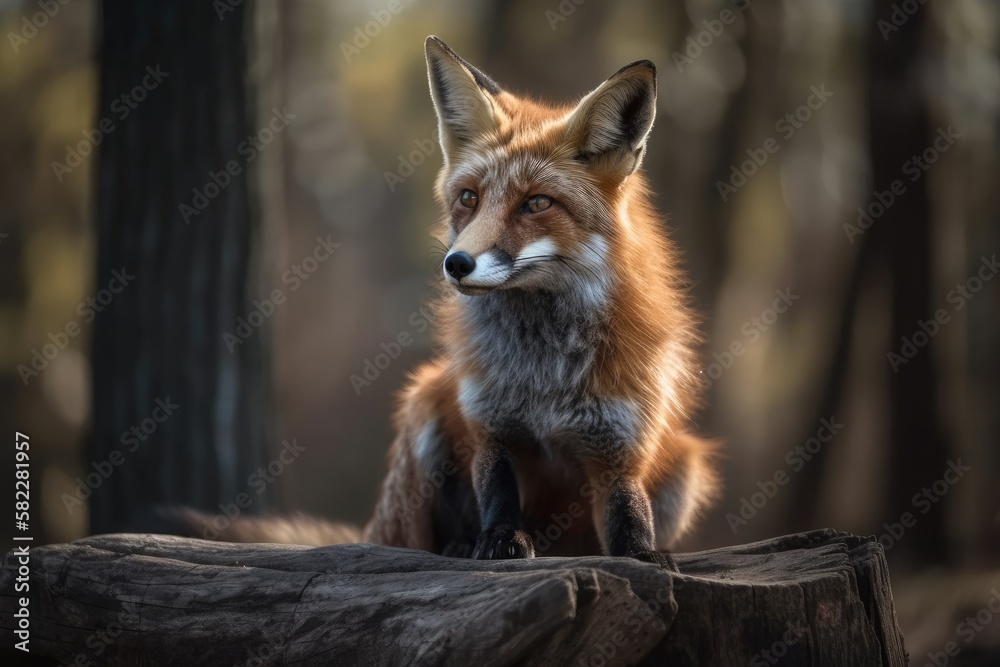 Fox on the stump. Generative AI