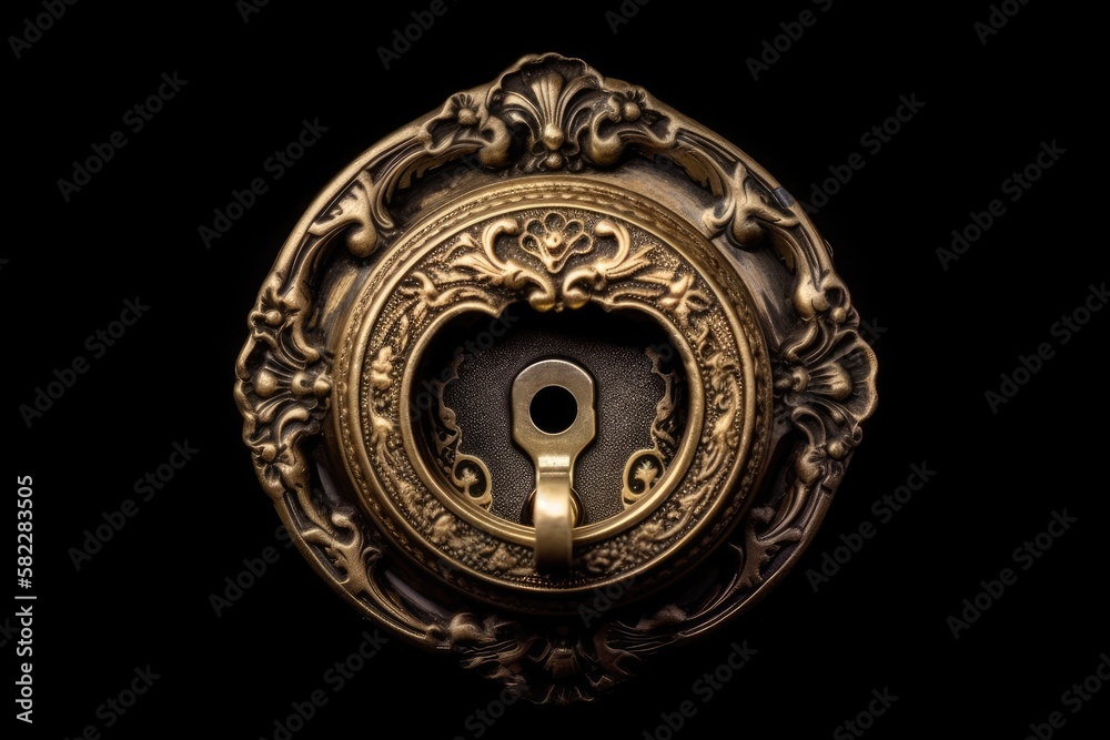 The keyholes bright light is a decorative design feature that is isolated on a black background. Ge