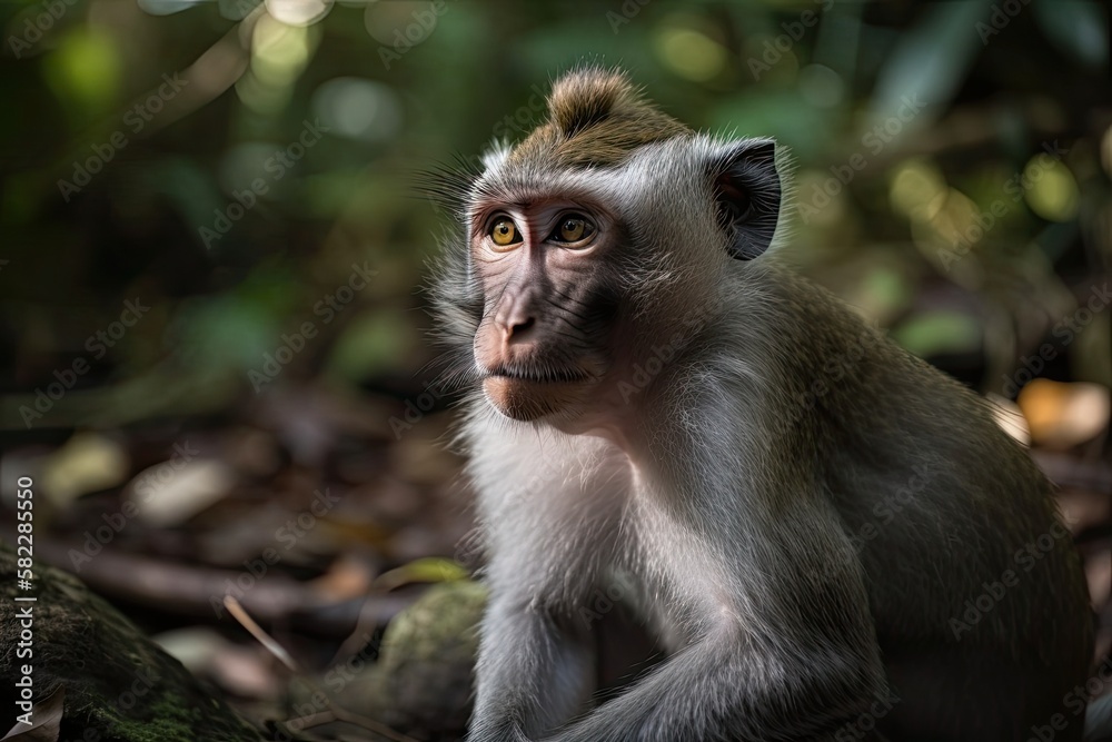 Long tailed macaque monkey. Generative AI