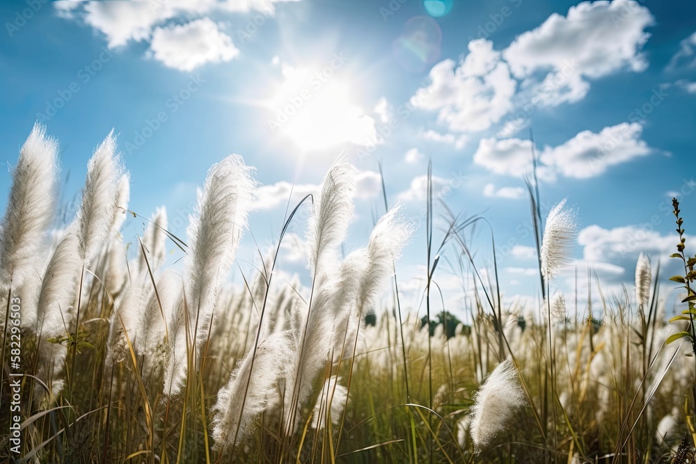 clouds and light blue sky in the pampas. Generative AI