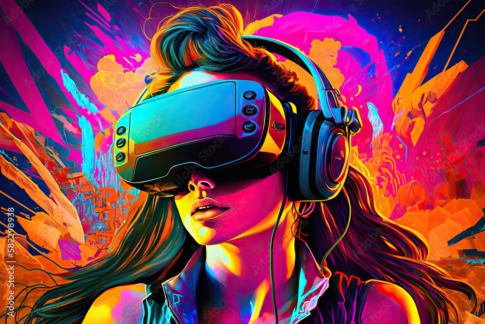 Future digital technology metaverse game and entertainment. Illustration AI Generative