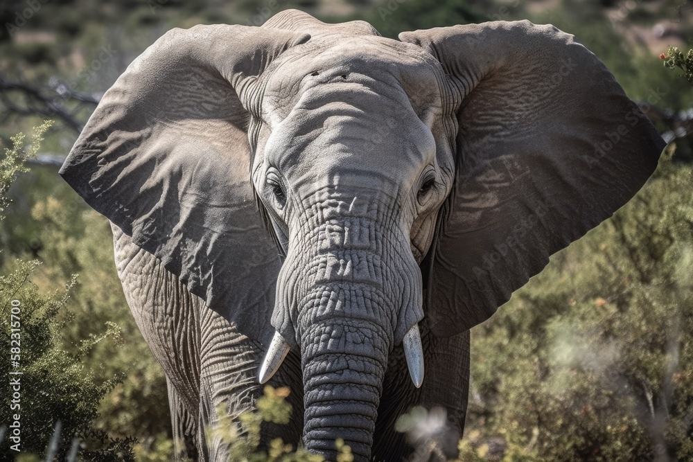 African elephant spotted in South Africa while on a safari. Generative AI