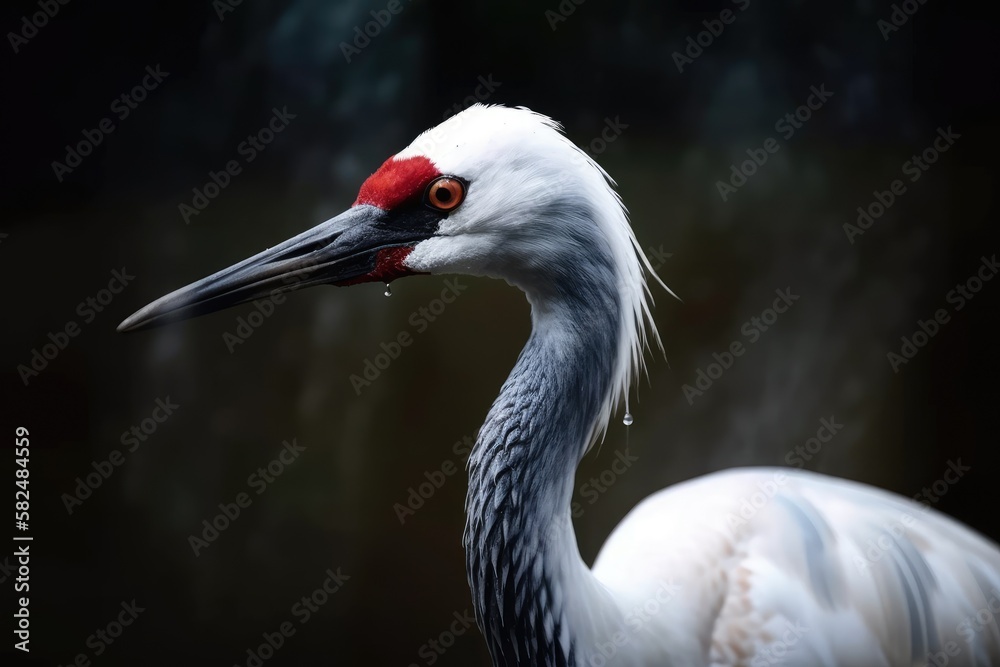 Crane bird portrait. Generative AI