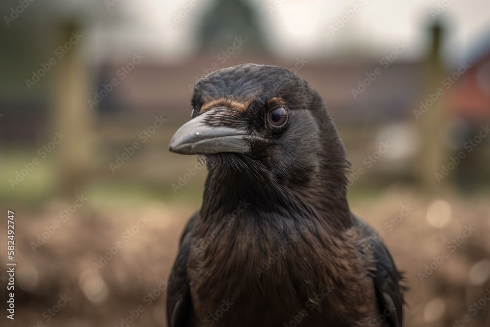 A brown crow in Frieslands rural setting. Generative AI