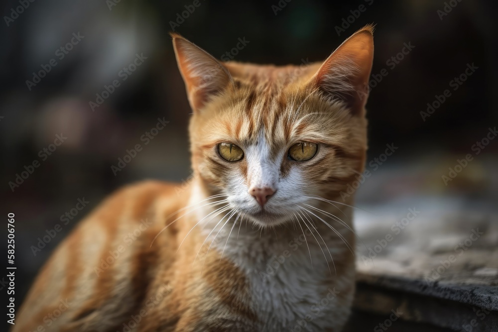 young domestic cat photo on a blurred background. Generative AI