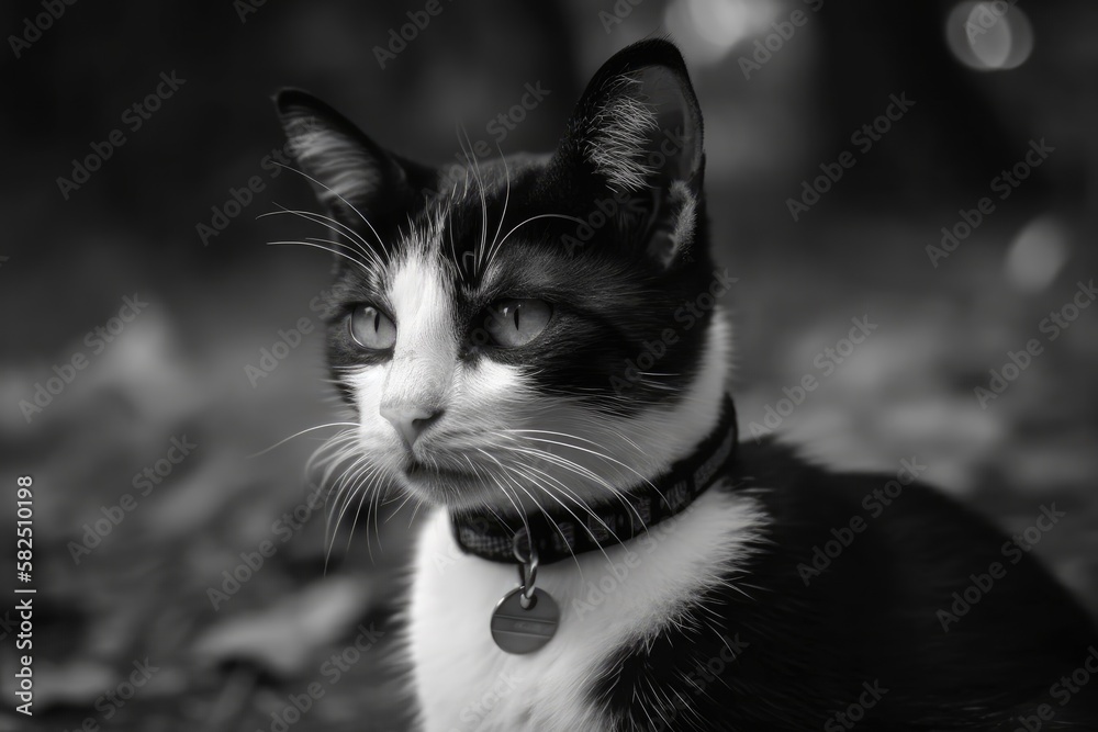 Cat in black and white. Generative AI