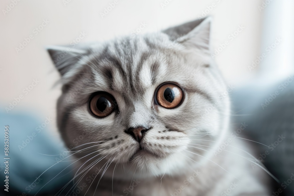 adorably cute Scottish Fold cat. Generative AI