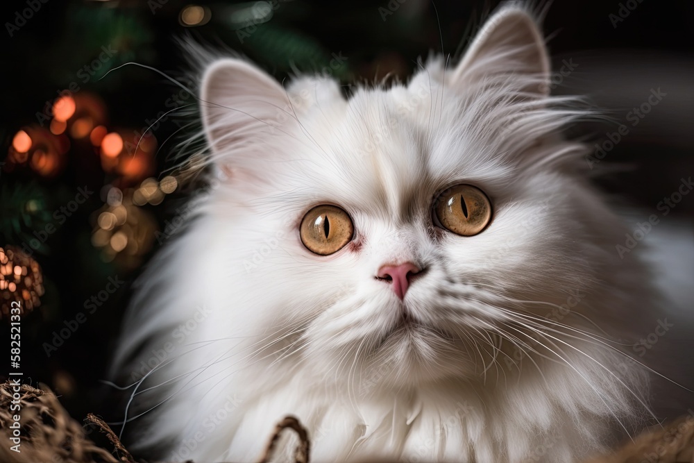 Christmas adorable Persian kitten. Generative AI