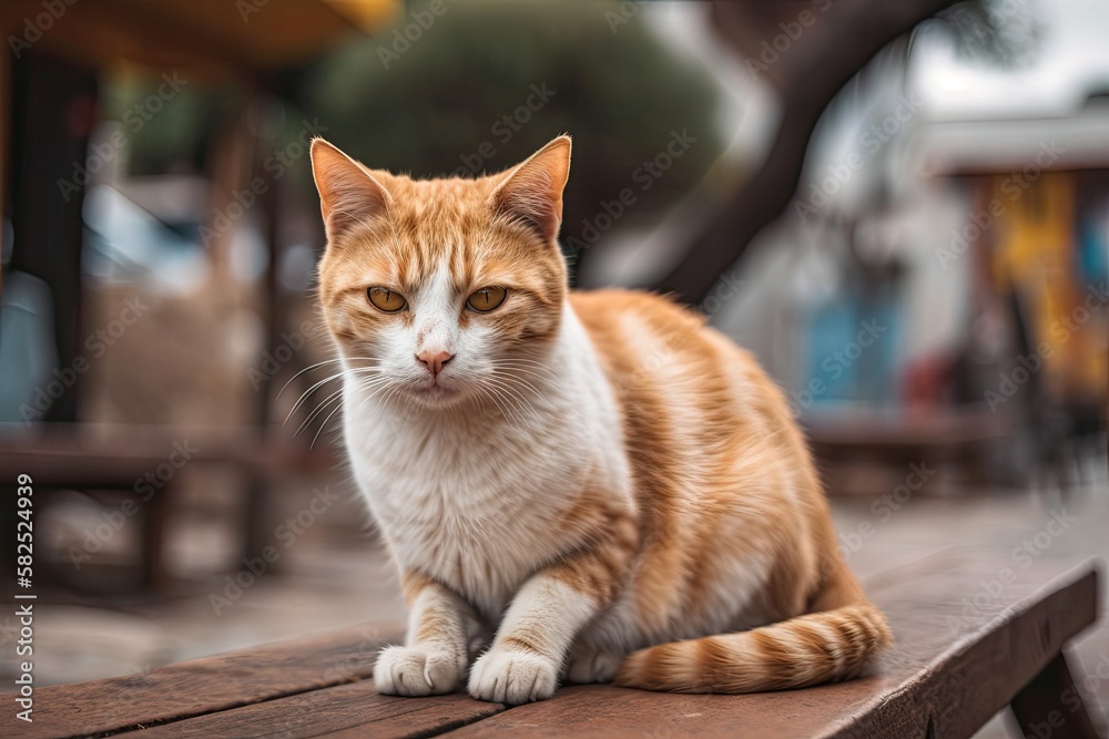 Street cat in Chiles Via Del Mar. Generative AI