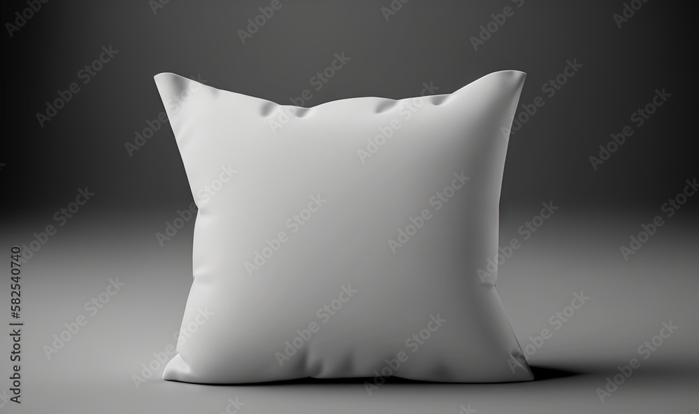  a white pillow sitting on top of a gray floor next to a black wall with a white pillow on top of it