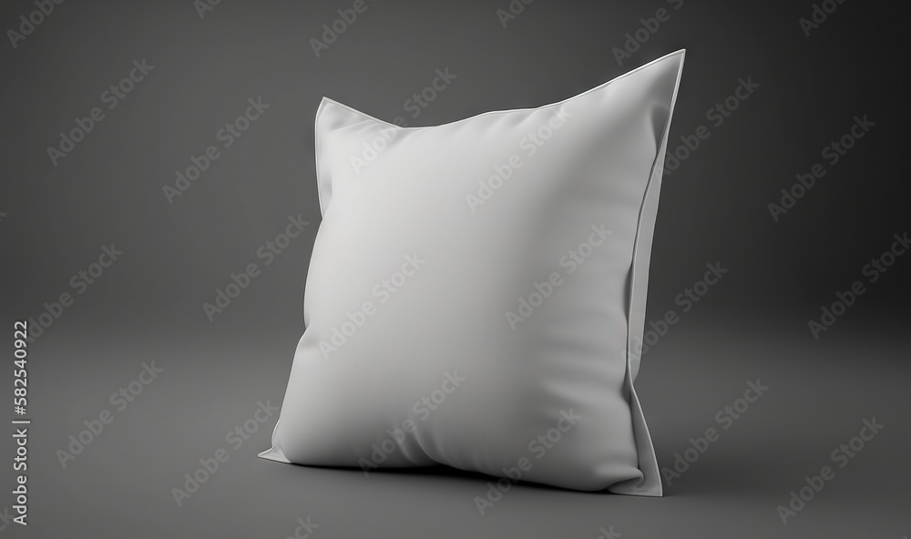  a white pillow on a gray background with a black background and a white pillow on the side of the p