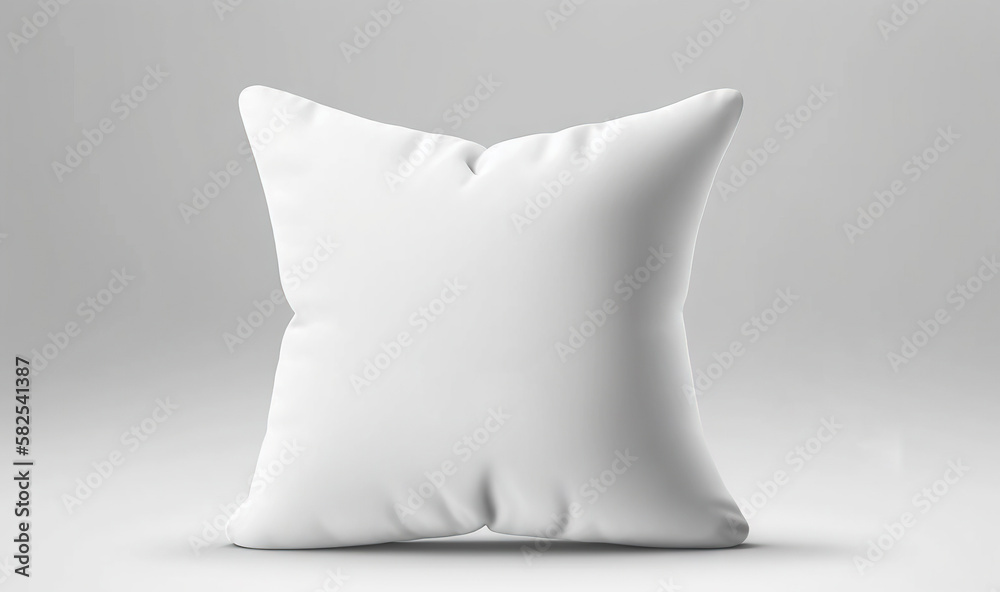  a white pillow on a gray background with a white label for the pillow that says, hia & ttalt, and 