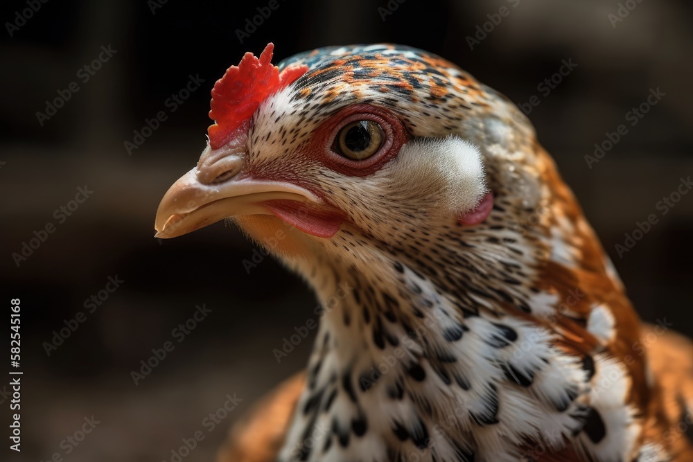 Farmyard fowl with spots. Generative AI