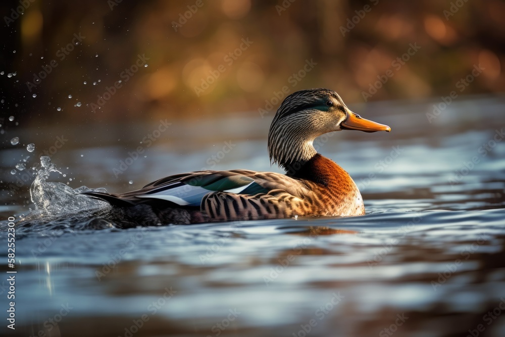 Stunning depiction of a duck on the water. Generative AI