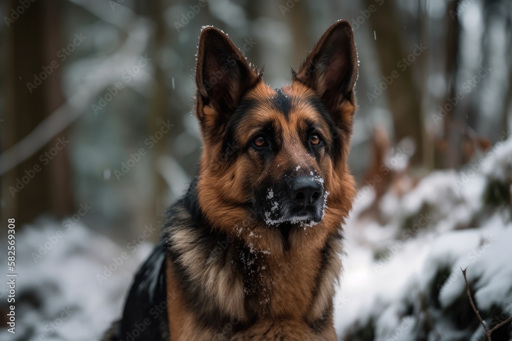 Canine in the snow. Generative AI