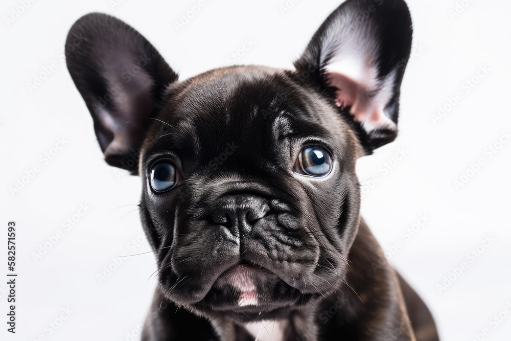 French bulldog puppy against a white background. Generative AI