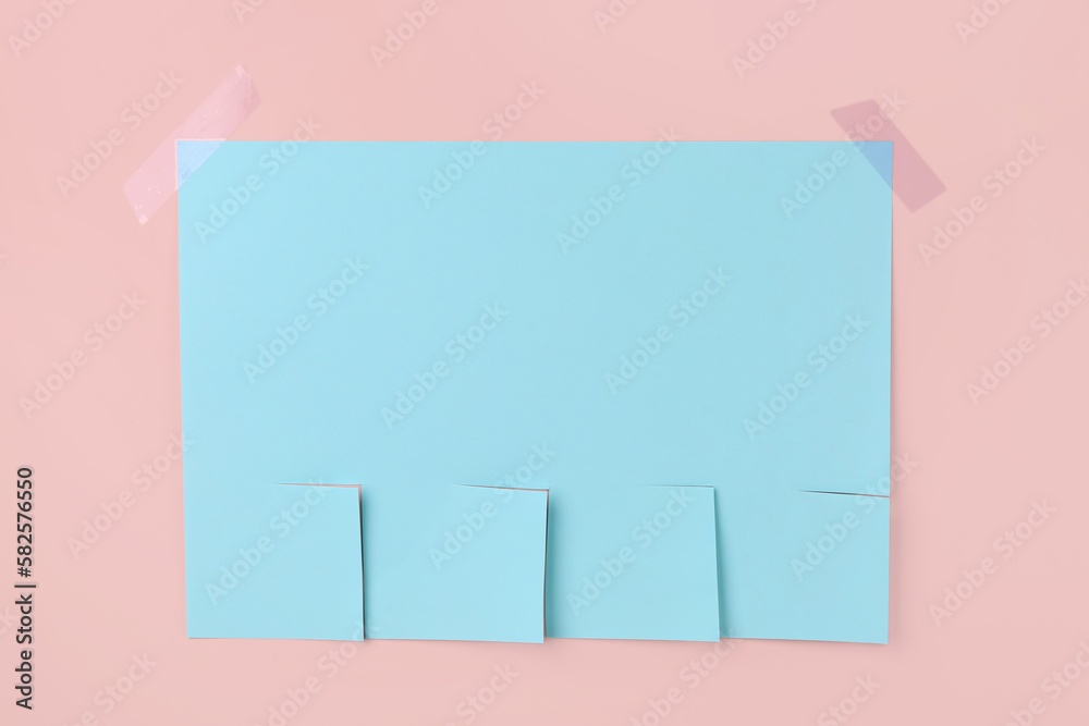 Blank paper tear-off ad on pink background