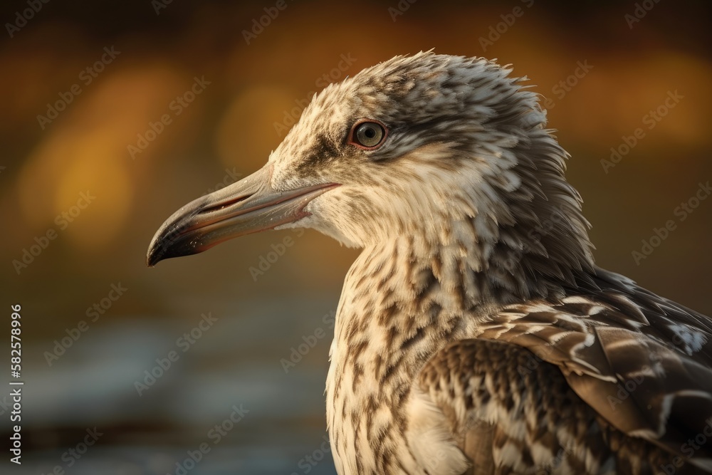 First winter for a young herring gull. Generative AI